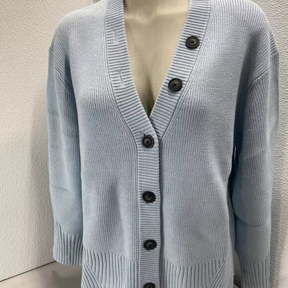 NEW APPARIS Womens Anderson Soft Ribbed Cardigan Sweater Size L Light Blue - Picture 11 of 13